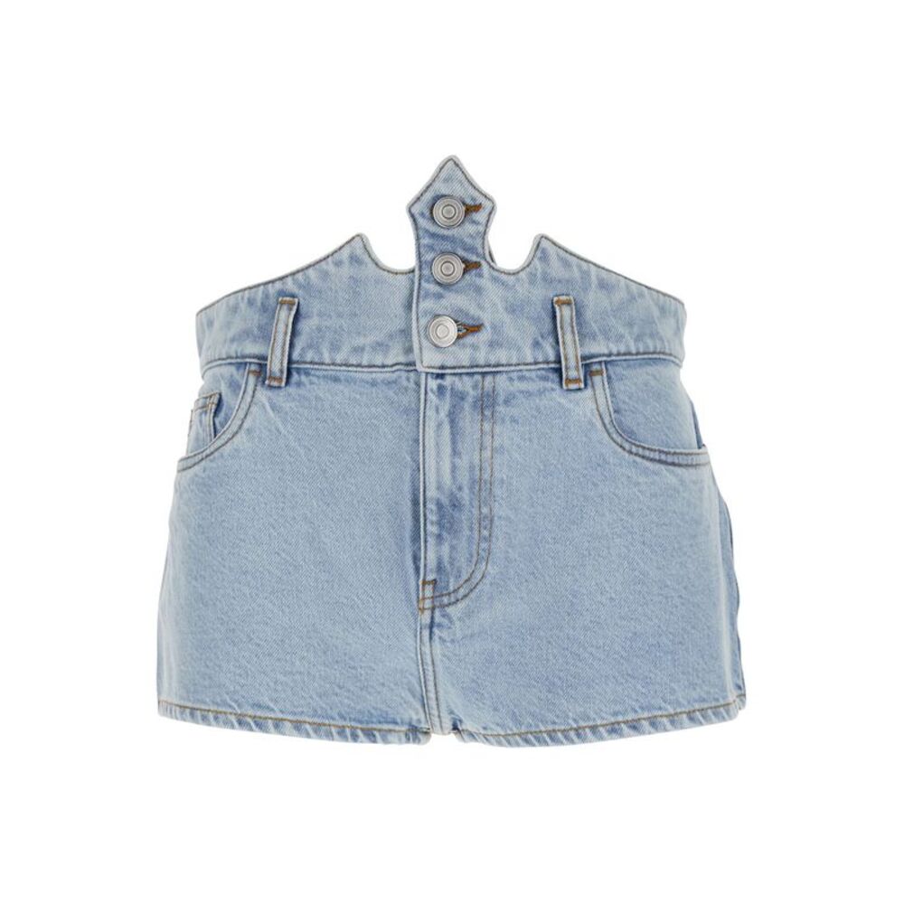 Coperni Women Blue Shorts With Crown-Shaped Design In Cotton Woman